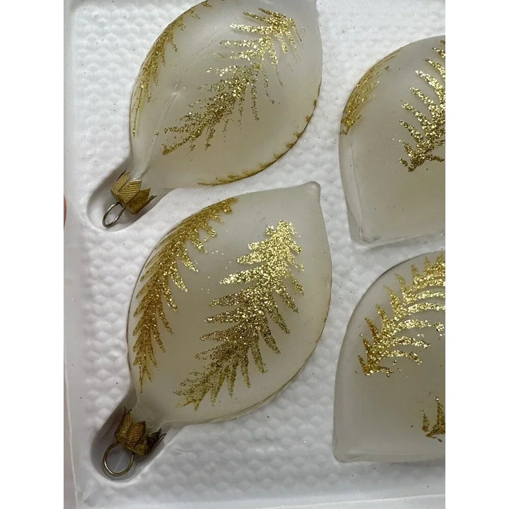 Vintage Navistar Shatterproof Christmas Ornaments‎ Hand Painted 4 Pk Teardrop